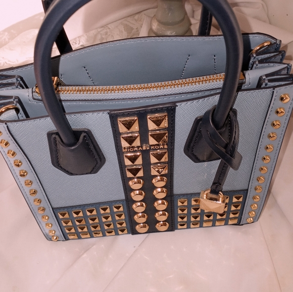 Michael Kors Handbags - [ Michael Kors Studded Accordion Bag ] - Mercer in Blue